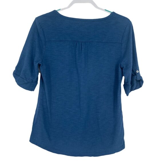 Chico's Women’s Blue 3/4 Sleeve Ultimate Tee Button Up Size M - Picture 2 of 6